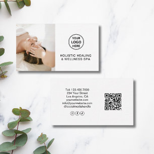 Benutzerdefiniertes Logo QR White Holistic Health  Visitenkarte