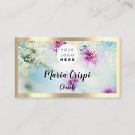 Benutzerdefiniertes Logo QRCode Social Gold Mint M Visitenkarte