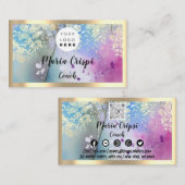 Benutzerdefiniertes Logo QRCode Social Gold Pastel Visitenkarte (Vorne/Hinten)