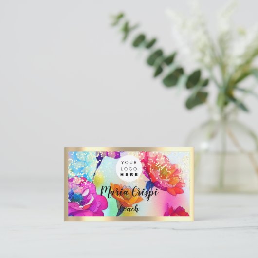 Benutzerdefiniertes Logo QRCode Wasserfarbe Gold S Visitenkarte (Stehend Vorderseite)