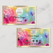 Benutzerdefiniertes Logo QRCode Wasserfarbe Gold S Visitenkarte (Vorne/Hinten)