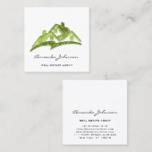 Benutzerdefiniertes Logo Reales Anwesen Agent Grün Quadratische Visitenkarte (Vorne/Hinten)