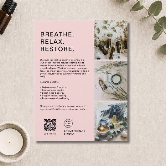 Benutzerdefiniertes Logo Rosa Aromatherapie Spa Ge Flyer