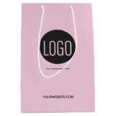 Benutzerdefiniertes Logo rosa Business-Website Mittlere Geschenktüte (Vorderseite)