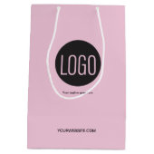 Benutzerdefiniertes Logo rosa Business-Website Mittlere Geschenktüte (Rückseite)
