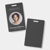 Benutzerdefiniertes Logo rund Foto dunkelgraue Mit Ausweis (Vorder- & Rückseite)