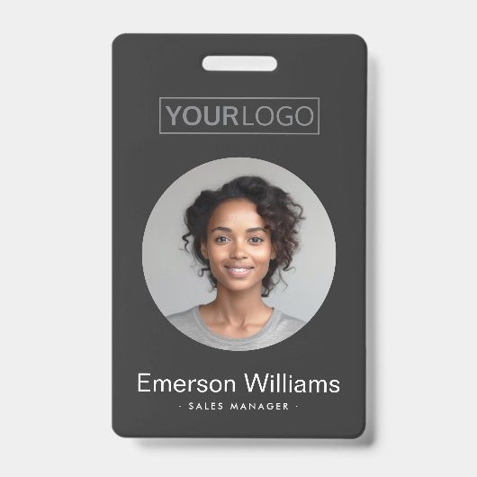 Benutzerdefiniertes Logo rund Foto dunkelgraue Mit Ausweis (Vorderseite)
