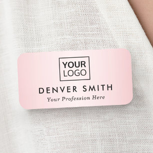 Benutzerdefiniertes Logo Satin rosa Farbverlauf Na Namensschild