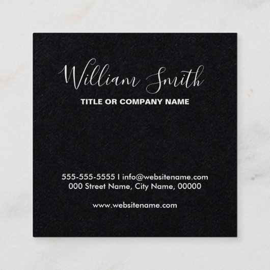 Benutzerdefiniertes Logo Schwarz und Weiß Quadrat Quadratische Visitenkarte (Rückseite)