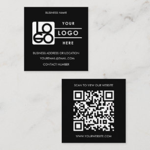 Benutzerdefiniertes Logo Schwarz Weiß QR-Code-Webs Quadratische Visitenkarte