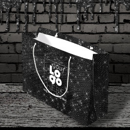 Benutzerdefiniertes Logo Schwarze Sparkle XL-Papie Große Geschenktüte