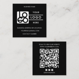 Benutzerdefiniertes Logo Schwarzer QR-Code Website Quadratische Visitenkarte