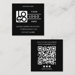 Benutzerdefiniertes Logo Schwarzer QR-Code Website Quadratische Visitenkarte