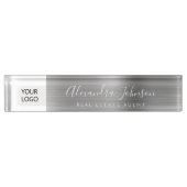 Benutzerdefiniertes Logo Silver Elegant Beruflich Namensplakette (Vorderseite)
