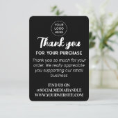 Benutzerdefiniertes Logo Social Media Schwarz Flat Dankeskarte (Stehend Vorderseite)