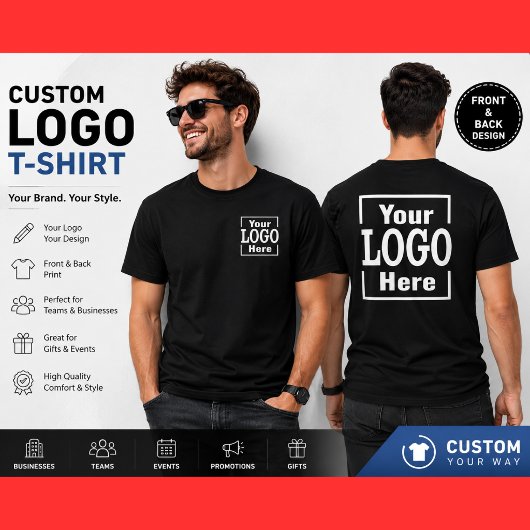 Benutzerdefiniertes Logo T-Shirt Vorder- und Rücks