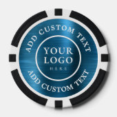 Benutzerdefiniertes Logo & Text Blau Metall Geschä Pokerchips (Vorderseite)