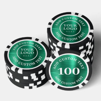 Benutzerdefiniertes Logo & Text Grünes Business Ca Pokerchips