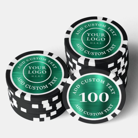 Benutzerdefiniertes Logo & Text Grünes Business Ca Pokerchips (Stapel)