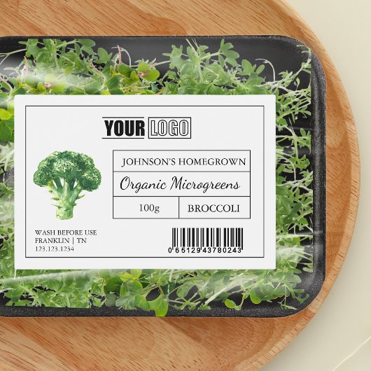 Benutzerdefiniertes Logo und Barcode Broccoli Micr Lebensmitteletikett
