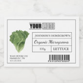 Benutzerdefiniertes Logo und Barcode Lettuce Micro Lebensmitteletikett (Einzelnes Label)