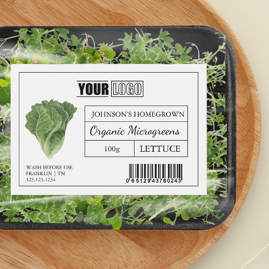Benutzerdefiniertes Logo und Barcode Lettuce Micro Lebensmitteletikett