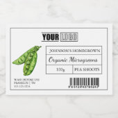 Benutzerdefiniertes Logo und Barcode Pea Shoot Mic Lebensmitteletikett (Einzelnes Label)