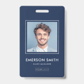 Benutzerdefiniertes Logo und dunkelblaue Foto der  Ausweis (Vorderseite)