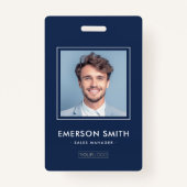 Benutzerdefiniertes Logo und dunkelblaue Foto der  Ausweis (Vorderseite)