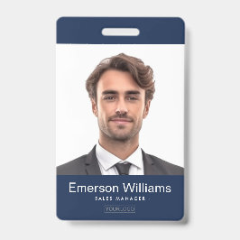 Benutzerdefiniertes Logo und dunkelblaue Foto der  Ausweis