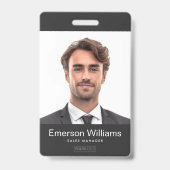 Benutzerdefiniertes Logo und dunkelgraue Foto der  Ausweis (Vorderseite)