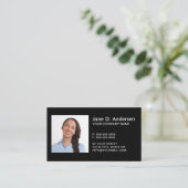 Benutzerdefiniertes Logo und Foto Schwarz Modernst Visitenkarte (Stehend Vorderseite)