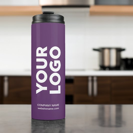 Benutzerdefiniertes Logo und Lila Text Thermosbecher