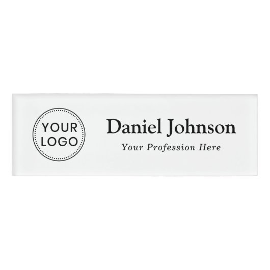 Benutzerdefiniertes Logo und Namensvorlage weiß be Namenschild (Vorderseite)