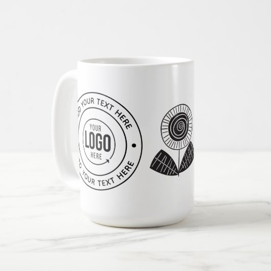 Benutzerdefiniertes Logo und Personalisierte Text- Kaffeetasse (Vorderseite Links)