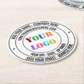 Benutzerdefiniertes Logo und Personalisierter Text Runder Pappuntersetzer (Angewinkelt)