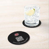 Benutzerdefiniertes Logo und QR-Code Black Paper D Runder Pappuntersetzer (Vor Ort)