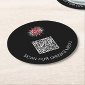 Benutzerdefiniertes Logo und QR-Code Black Paper D Runder Pappuntersetzer (Angewinkelt)
