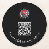 Benutzerdefiniertes Logo und QR-Code Black Paper D Runder Pappuntersetzer (Vorderseite)