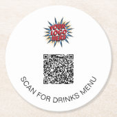 Benutzerdefiniertes Logo und QR-Code Papier Geträn Runder Pappuntersetzer (Vorderseite)