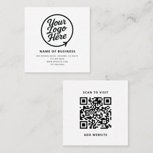 Benutzerdefiniertes Logo und QR-Code Quadratische Visitenkarte (Vorne/Hinten)