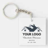 Benutzerdefiniertes Logo und QR-Code Real-Anwesen Schlüsselanhänger (Vorderseite)