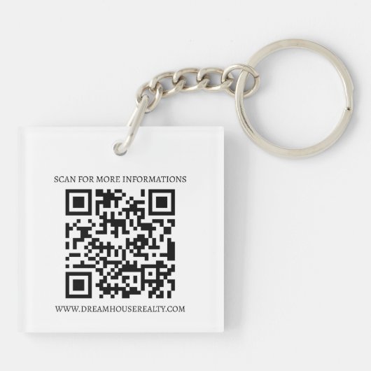 Benutzerdefiniertes Logo und QR-Code Real-Anwesen Schlüsselanhänger (Rückseite)