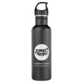 Benutzerdefiniertes Logo und schwarzer Text Edelstahlflasche (Vorderseite)