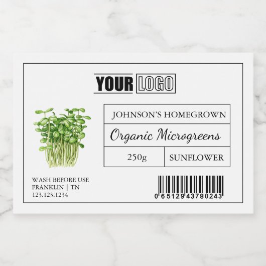 Benutzerdefiniertes Logo und Strichcode Frische Bi Lebensmitteletikett (Einzelnes Label)