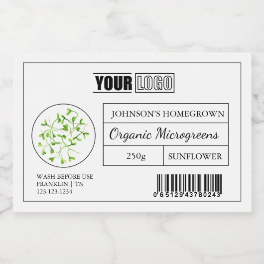 Benutzerdefiniertes Logo und Strichcode Frische Bi Lebensmitteletikett (Einzelnes Label)