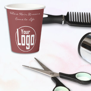 Benutzerdefiniertes Logo und Tagline Ihr Friseur Pappbecher