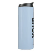 Benutzerdefiniertes Logo und Text auf hellblau Thermosbecher (Nach links gedreht)