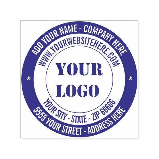 Benutzerdefiniertes Logo und Text Ihre Adresse Run Permastempel (Design)