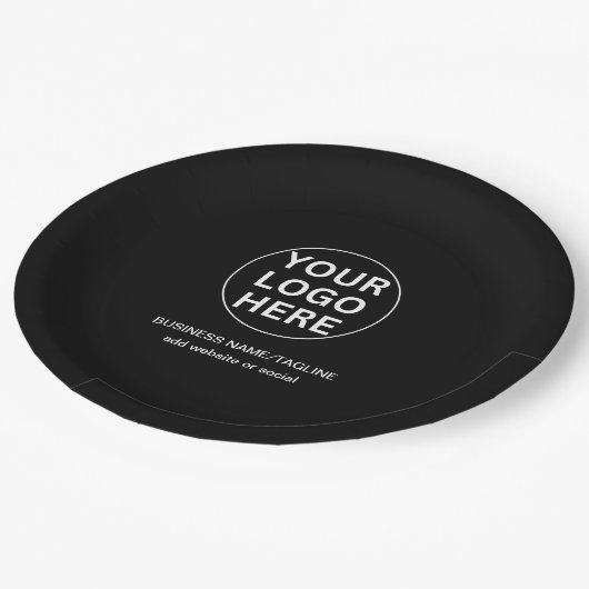 Benutzerdefiniertes Logo und Text in Beruflichem B Pappteller (Schrägansicht)